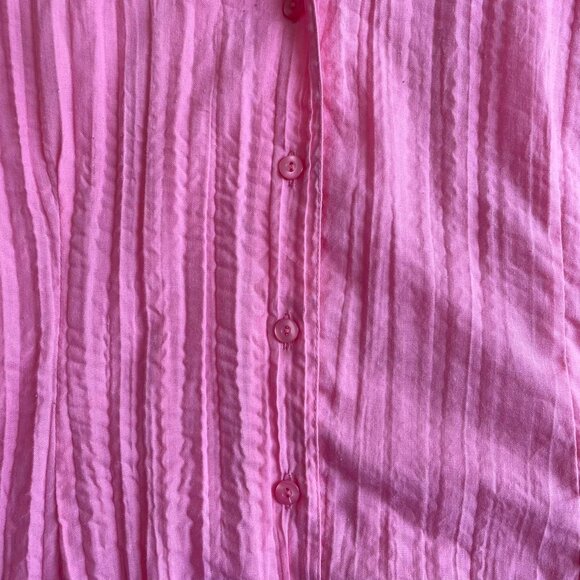 Vintage Pink Pleated Button-Up Blouse – Size M – Christopher & Banks - Picture 2 of 8